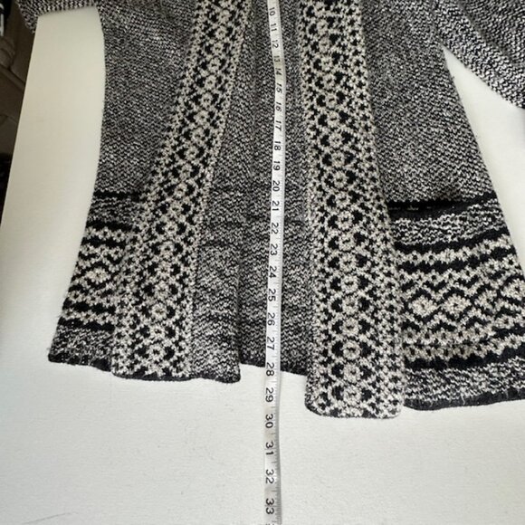 Lucky Brand - Border Open front Cardigan Black/Ivory with front Pockets Size Sm - Picture 7 of 7
